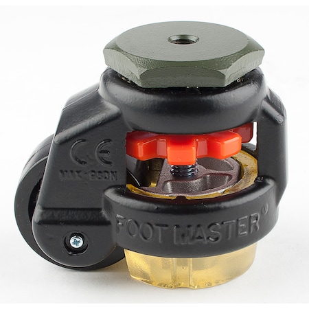 Foot Master Leveling Caster, 42 mm Nylon Wheel, M8x1.25P Stem, Swivel, 60 kg Cap, PU Foot Pad, Black GD-40-S-NYN-CUR-FBL